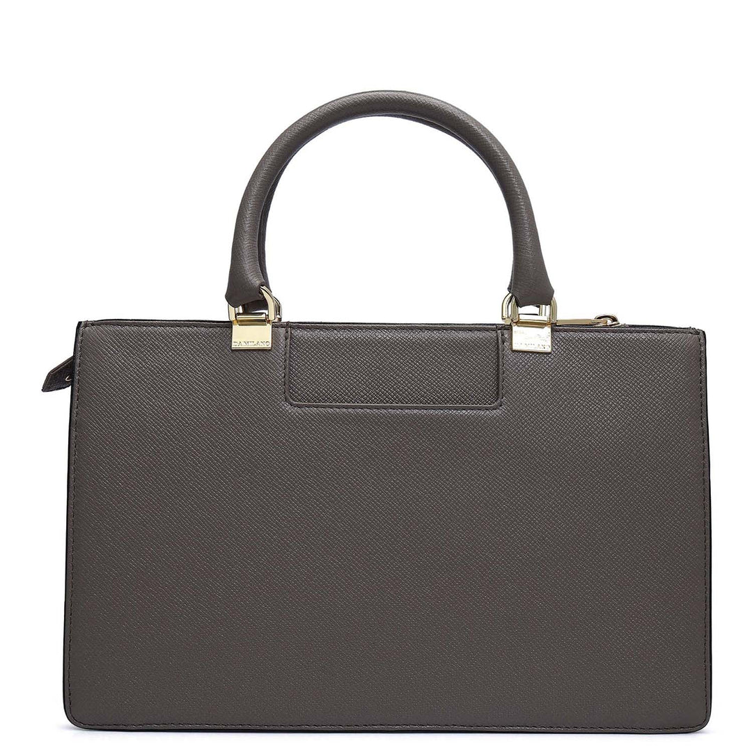 Medium Franzy Leather Satchel - Smoke Grey