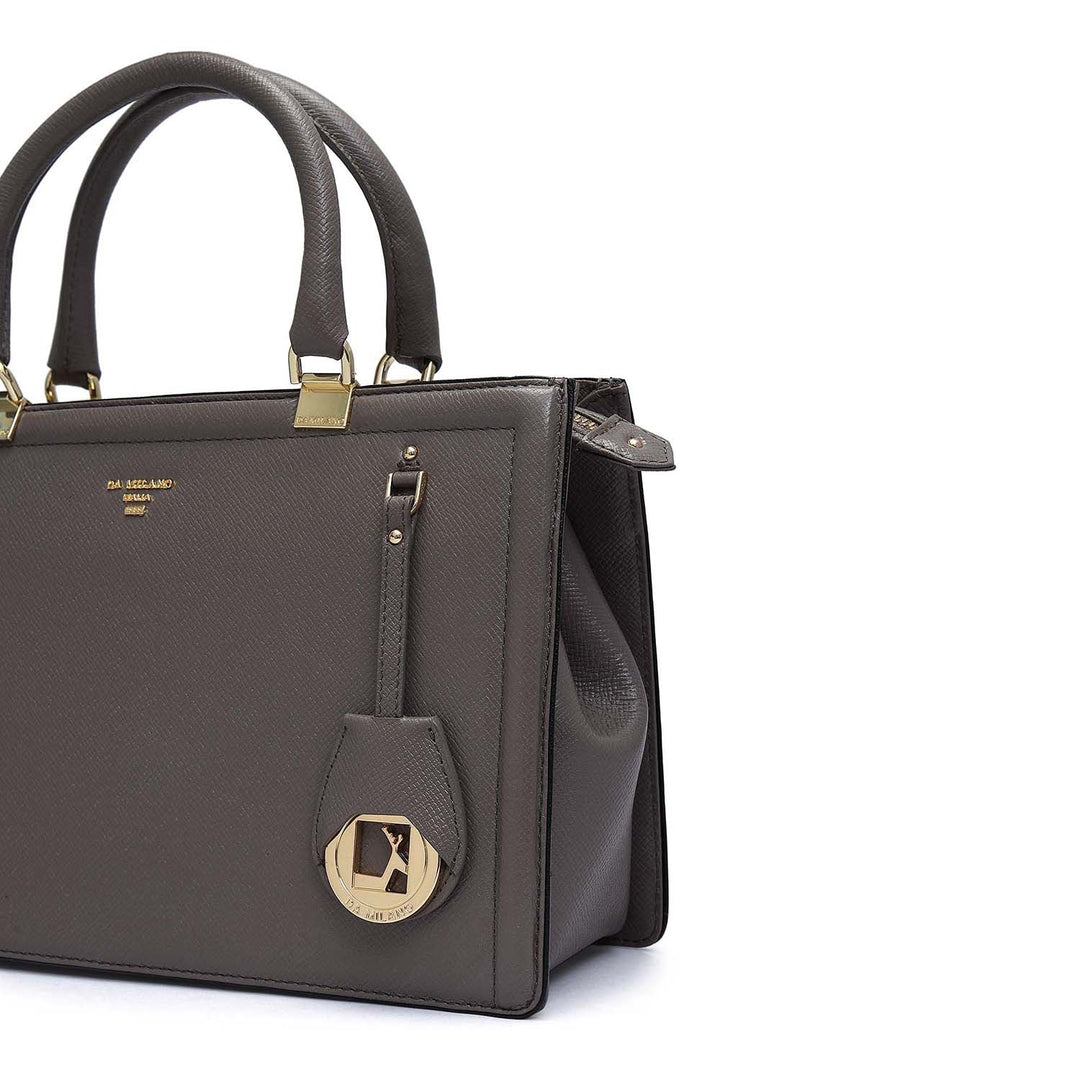 Medium Franzy Leather Satchel - Smoke Grey