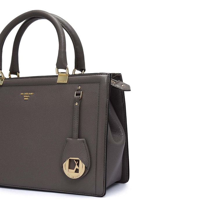 Medium Franzy Leather Satchel - Smoke Grey