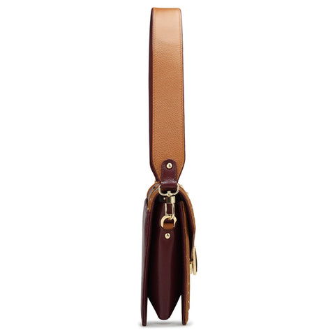 Small Monogram Leather Baguette - Blood Stone