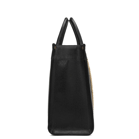 Da Milano Leather Book Tote Bag - Medium Franzy - Black