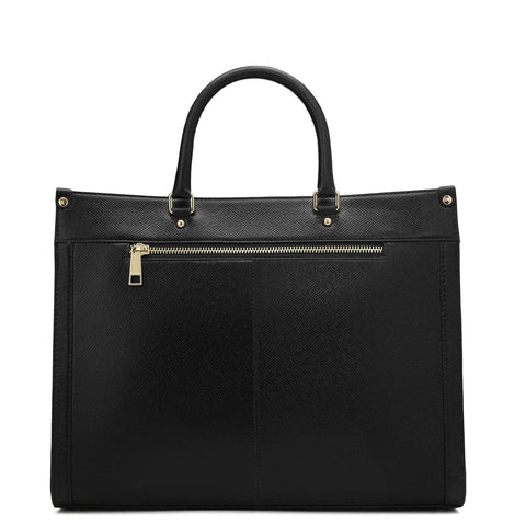 Da Milano Leather Book Tote Bag - Medium Franzy - Black