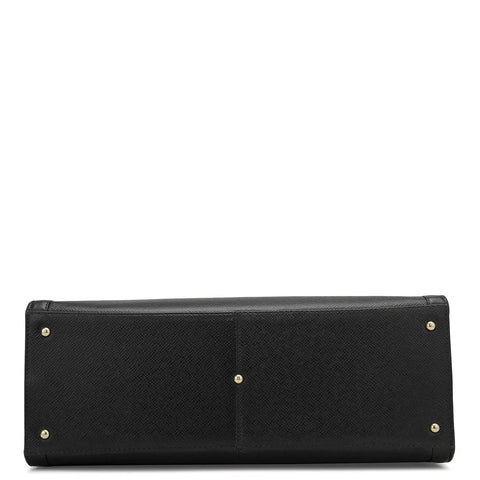 Da Milano Leather Book Tote Bag - Medium Franzy - Black