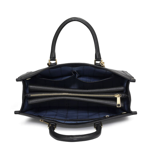Da Milano Leather Book Tote Bag - Medium Franzy - Black