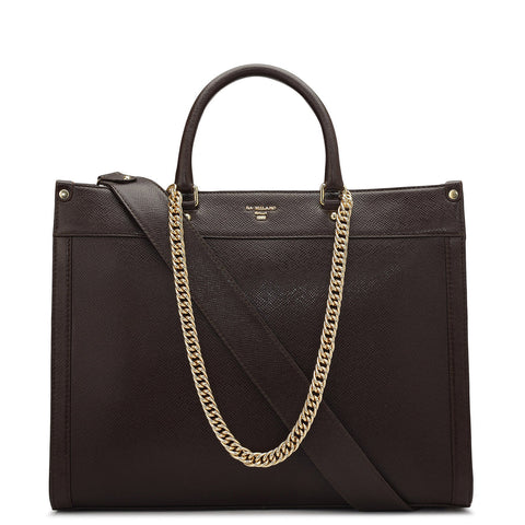 Da Milano Leather Book Tote Bag - Medium Franzy - Chocolate