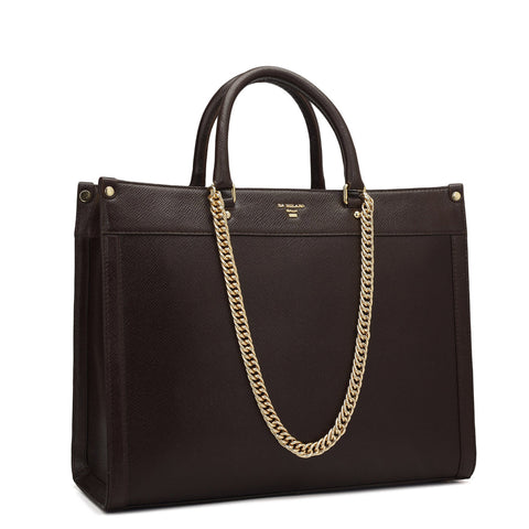 Da Milano Leather Book Tote Bag - Medium Franzy - Chocolate