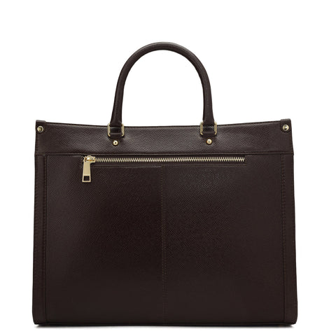 Da Milano Leather Book Tote Bag - Medium Franzy - Chocolate