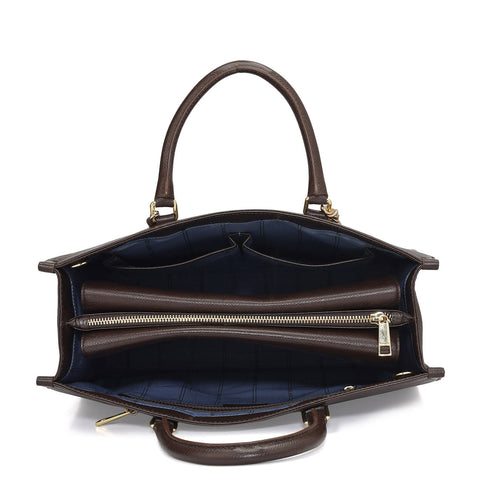 Da Milano Leather Book Tote Bag - Medium Franzy - Chocolate