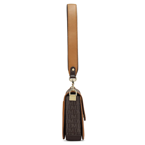 Small Monogram Leather Baguette - Chocolate