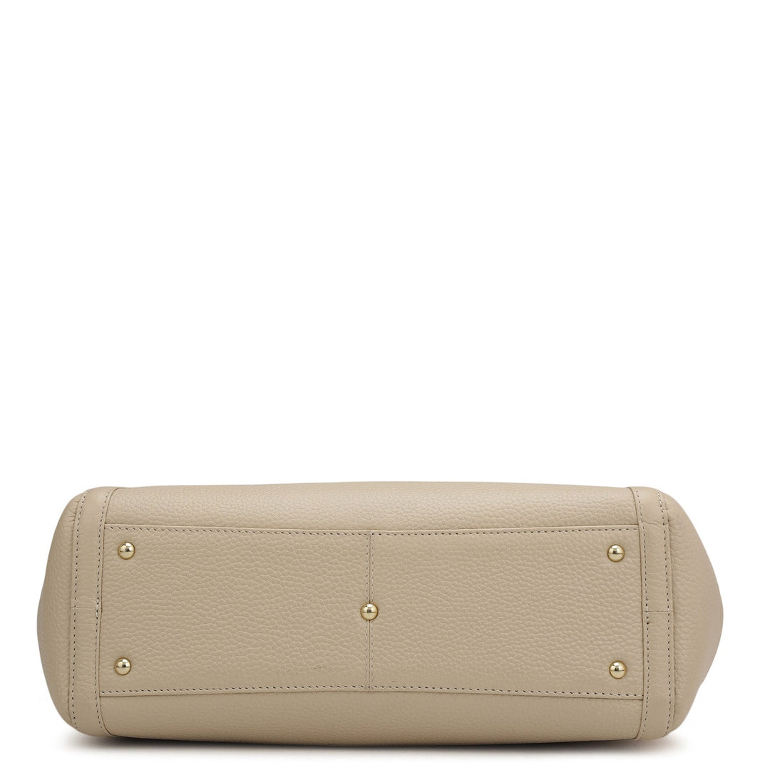 Medium Wax Leather Shoulder Bag - Dove