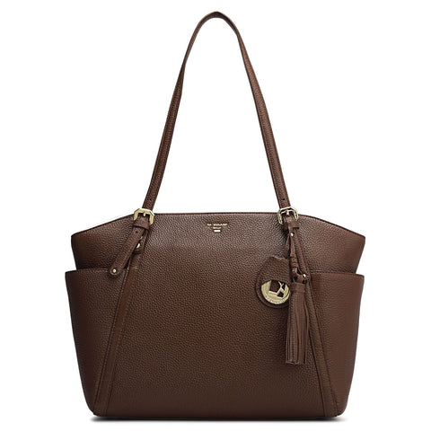 Medium Wax Leather Shoulder Bag - Espresso