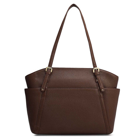 Medium Wax Leather Shoulder Bag - Espresso