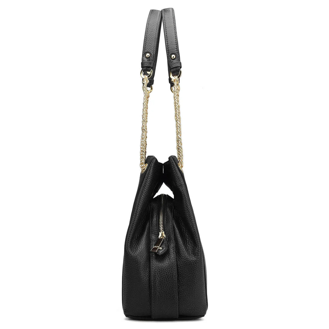 Medium Wax Leather Hobo - Black