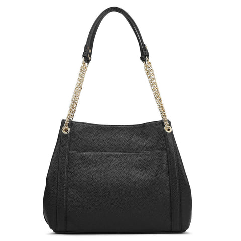 Medium Wax Leather Hobo - Black