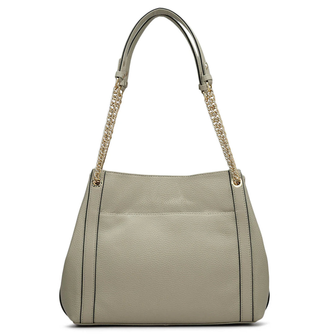 Medium Wax Leather Hobo - Khaki