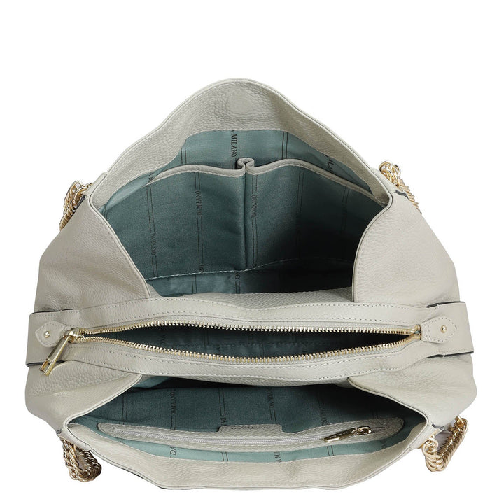 Medium Wax Leather Hobo - Khaki