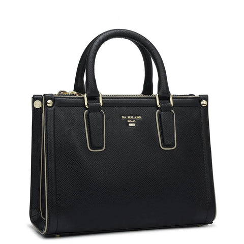 Small Franzy Leather Satchel - Black