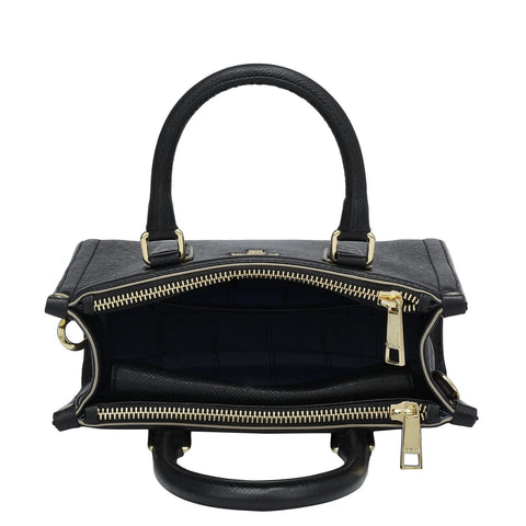 Small Franzy Leather Satchel - Black