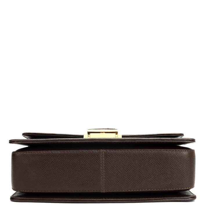 Small Croco Franzy Leather Shoulder Bag - Brown