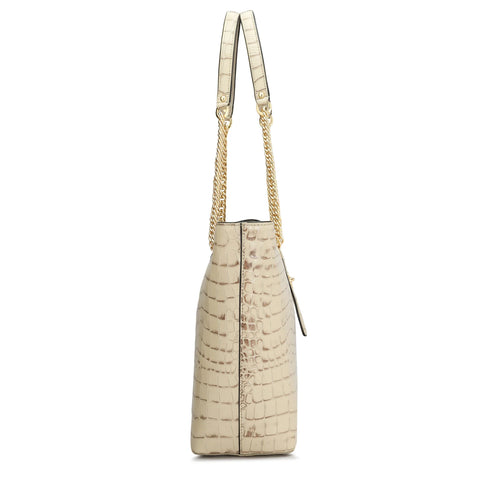 Medium Croco Leather Tote - Frost