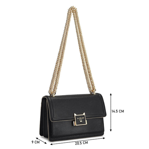 Small Franzy Leather Shoulder Bag - Black