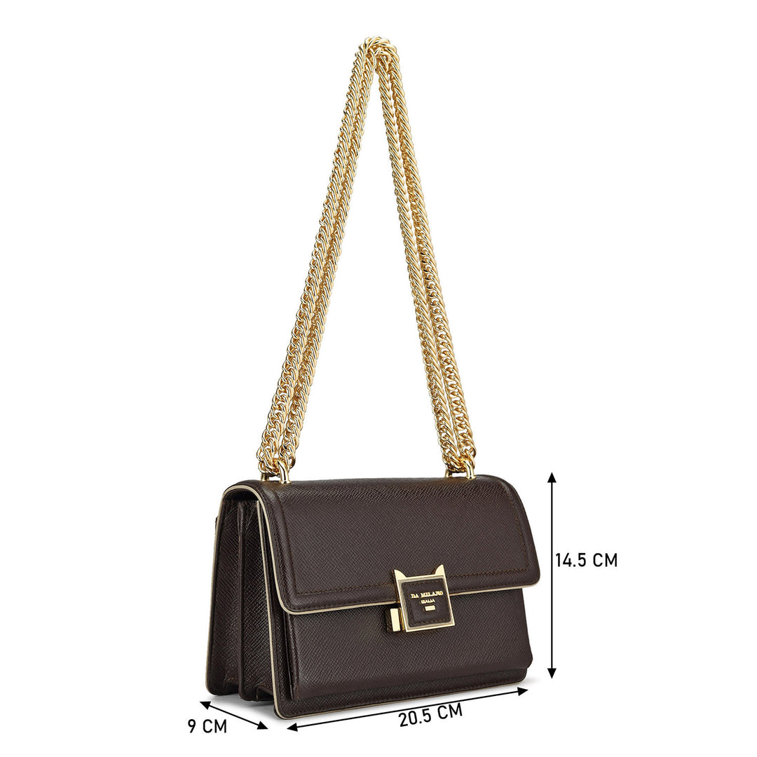 Small Franzy Leather Shoulder Bag - Chocolate