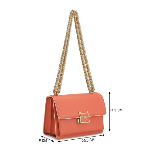 Small Franzy Leather Shoulder Bag - Salmon