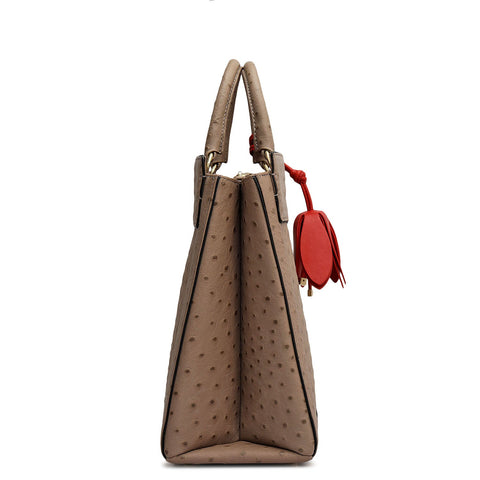 Small Ostrich Leather Book Tote - Slate