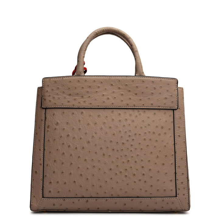 Small Ostrich Leather Book Tote - Slate