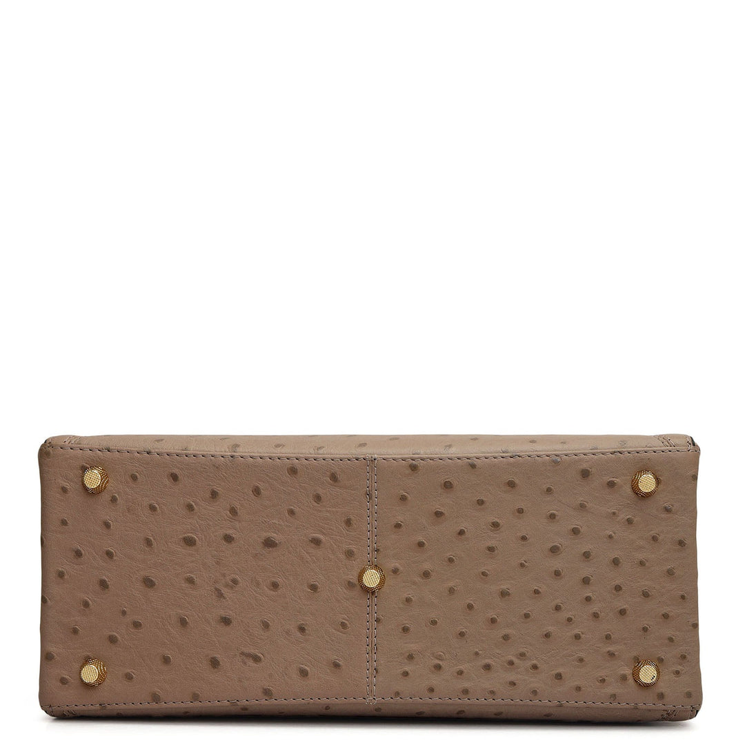 Small Ostrich Leather Book Tote - Slate