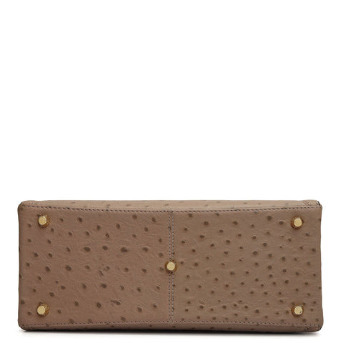 Small Ostrich Leather Book Tote - Slate