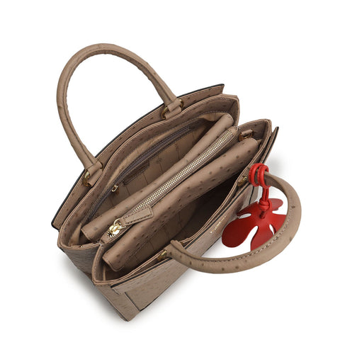 Small Ostrich Leather Book Tote - Slate