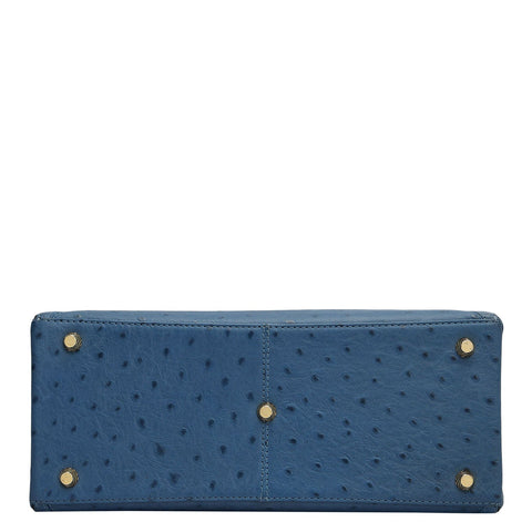Small Ostrich Leather Book Tote - Twilight