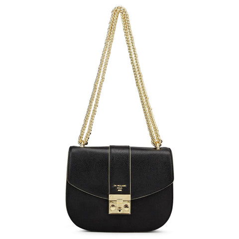 Small Franzy Leather Shoulder Bag - Black