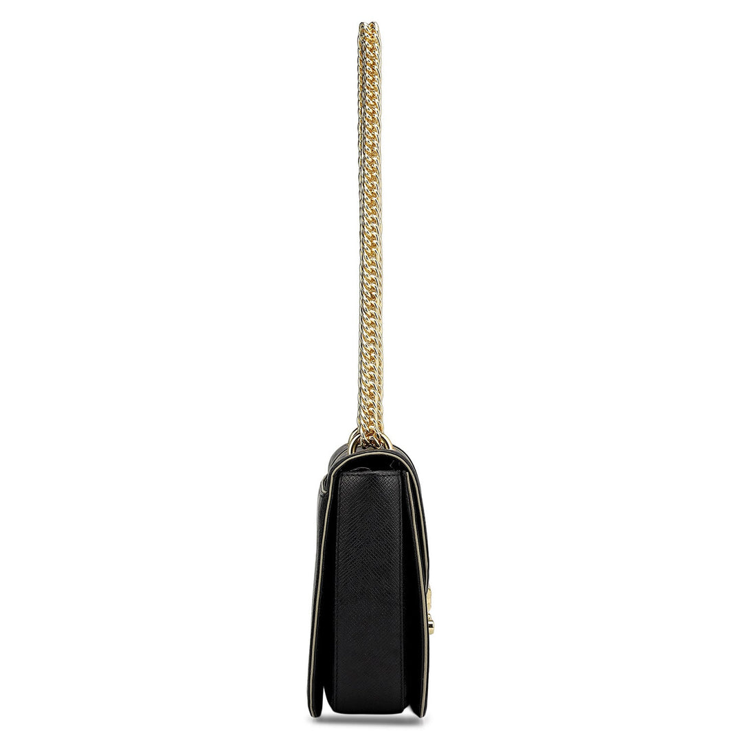 Small Franzy Leather Shoulder Bag - Black
