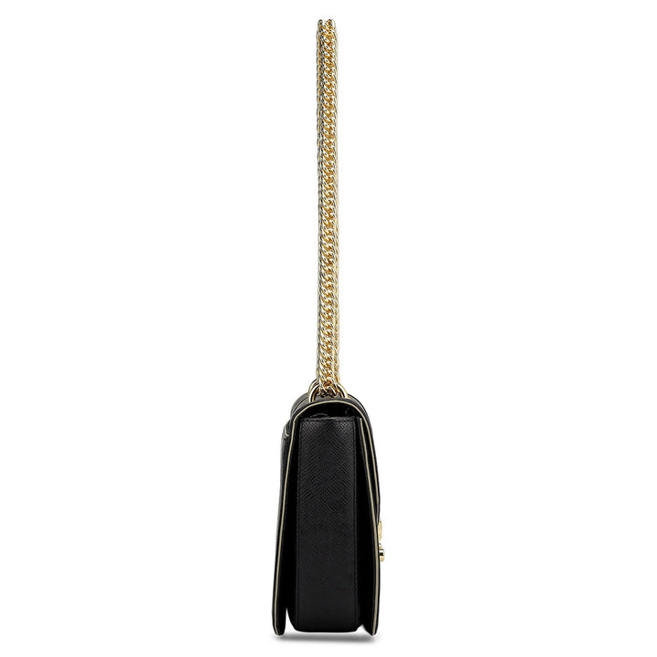 Small Franzy Leather Shoulder Bag - Black