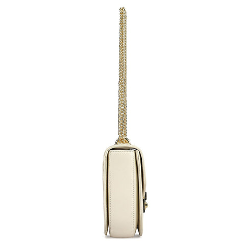 Small Croco Franzy Leather Shoulder Bag - Marshmallow