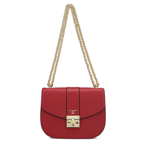 Small Franzy Leather Shoulder Bag - Plumberry