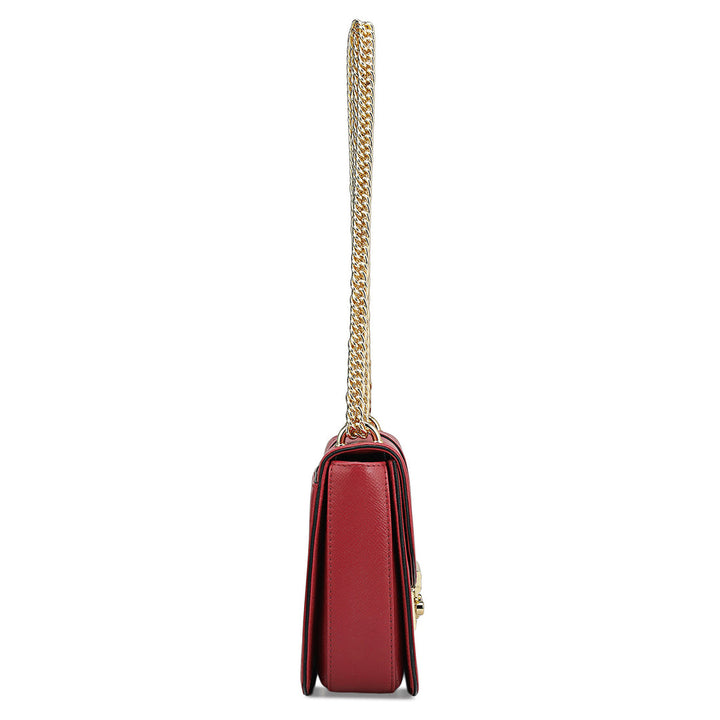 Small Franzy Leather Shoulder Bag - Plumberry