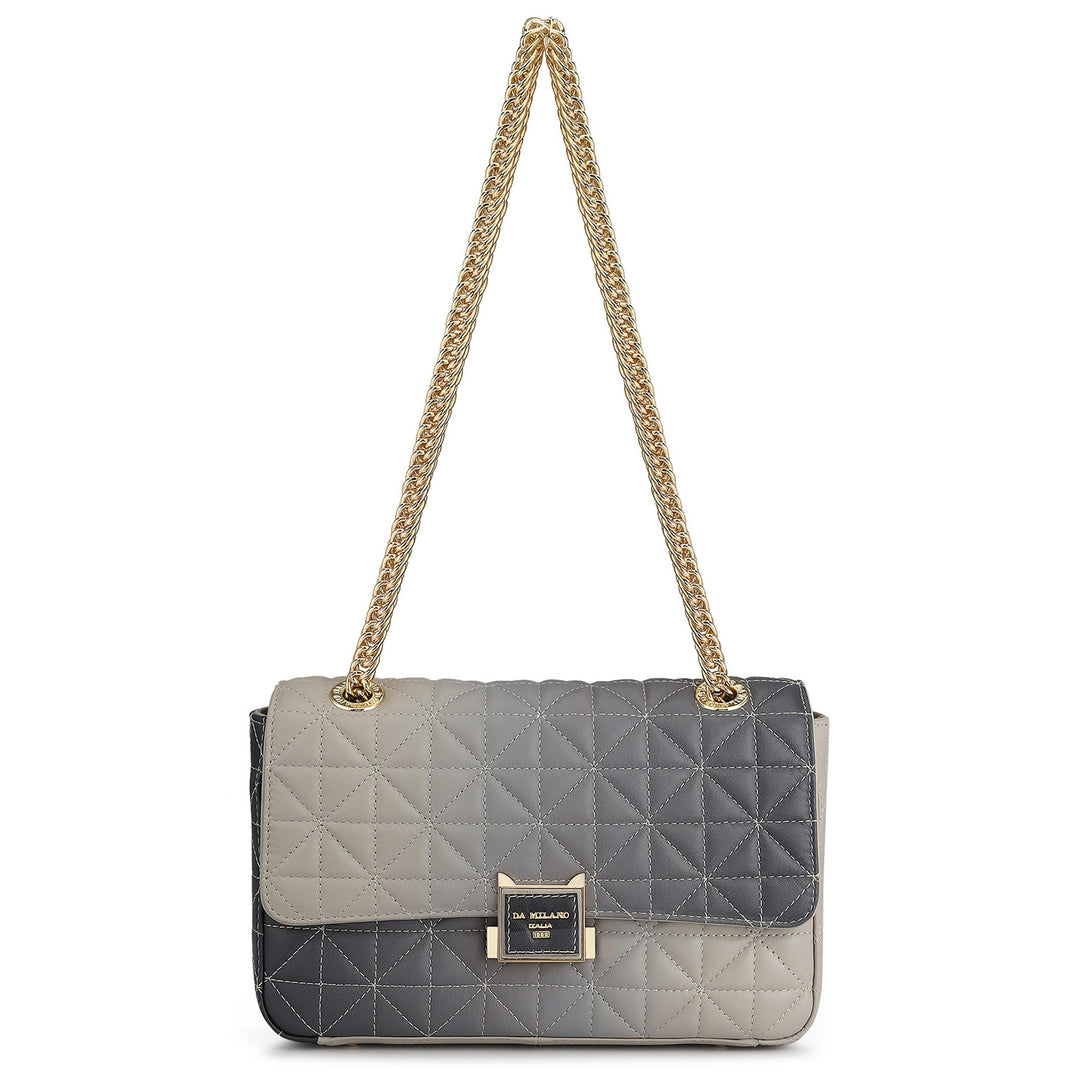 Medium Quilting Leather Shoulder Bag - Grey