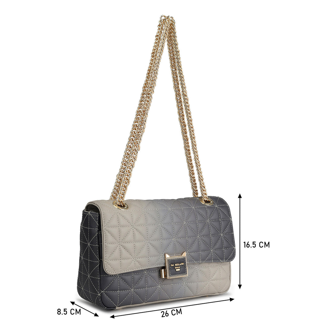 Medium Quilting Leather Shoulder Bag - Grey