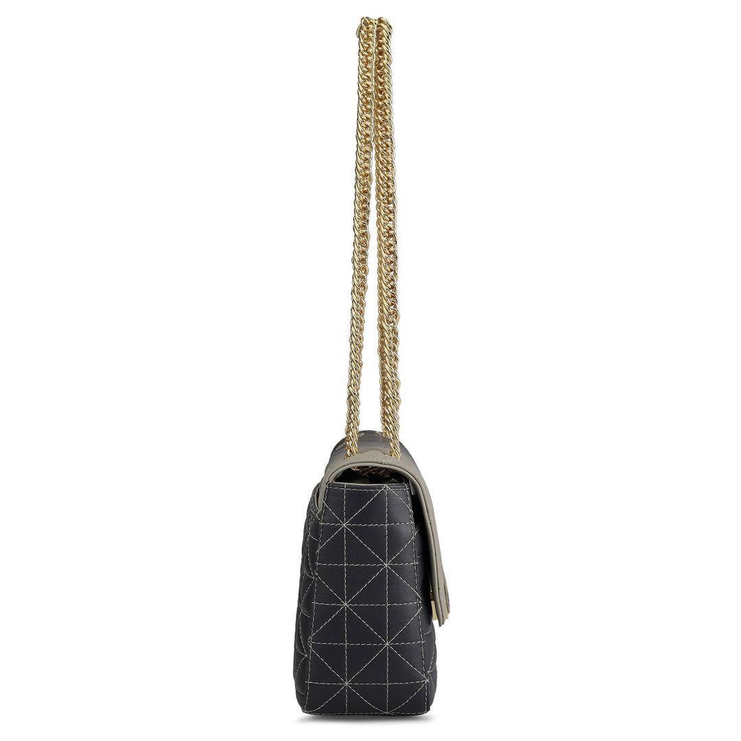 Medium Quilting Leather Shoulder Bag - Grey