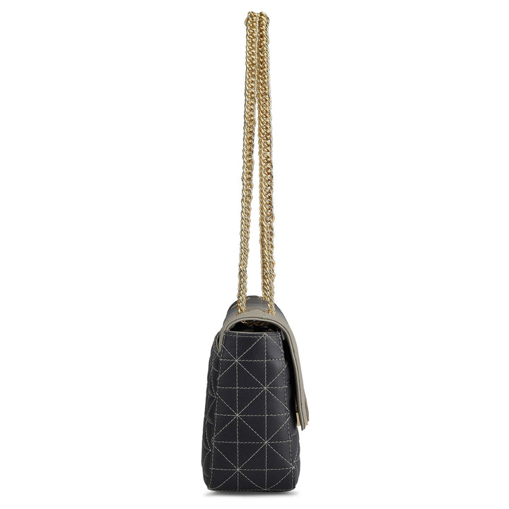 Medium Quilting Leather Shoulder Bag - Grey
