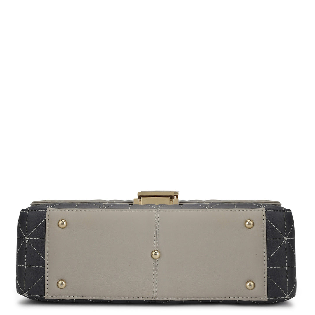Medium Quilting Leather Shoulder Bag - Grey