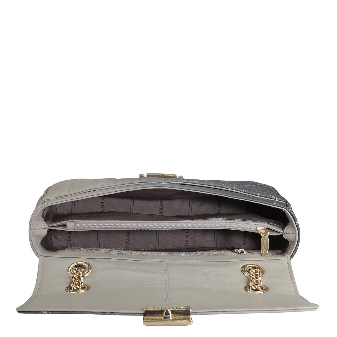 Medium Quilting Leather Shoulder Bag - Grey