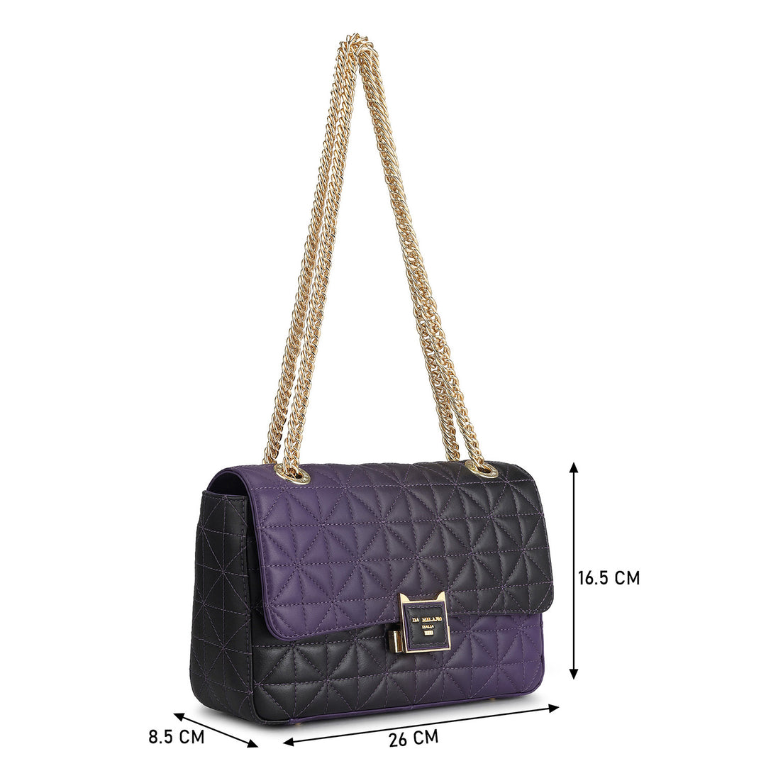 Medium Quilting Leather Shoulder Bag - Purple
