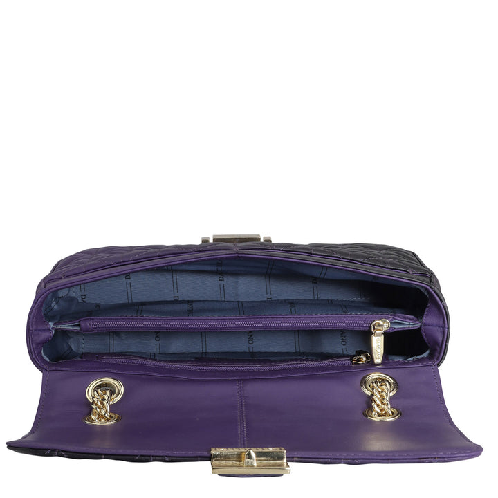 Medium Quilting Leather Shoulder Bag - Purple