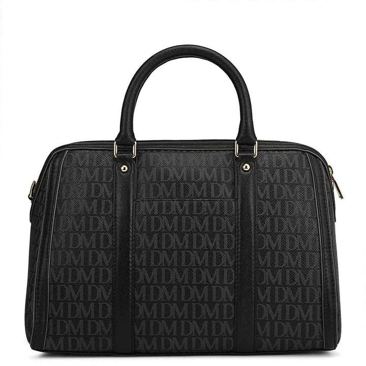 Medium Monogram Leather Satchel - Black