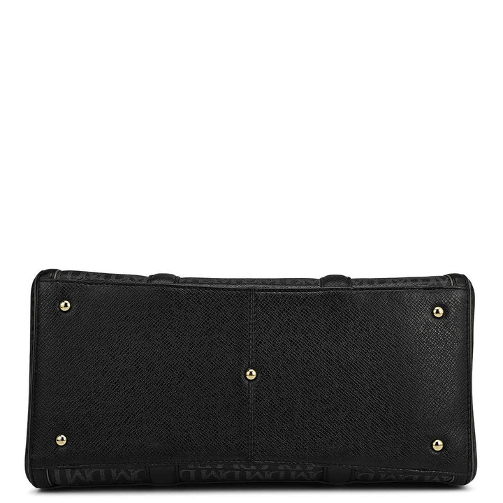 Medium Monogram Leather Satchel - Black