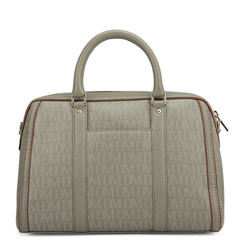 Medium Monogram Leather Satchel - Stone Grey